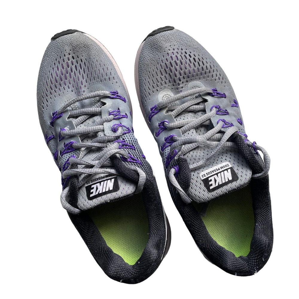 Womens Nike Air Zoom Pegasus 33 Gray Running Shoes Sneakers Size 7.5 831356-003